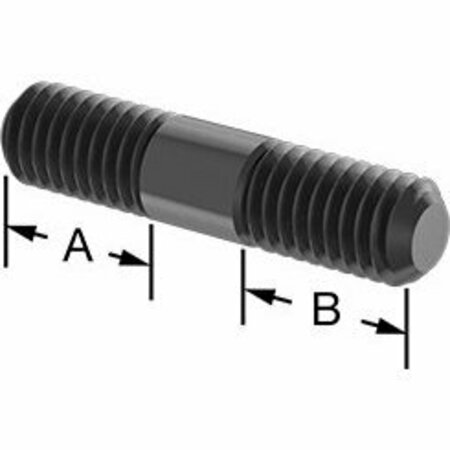 BSC PREFERRED Black-Oxide Steel Threaded on Both Ends Stud 7/16-14 Thread Size 2 Long 90281A309